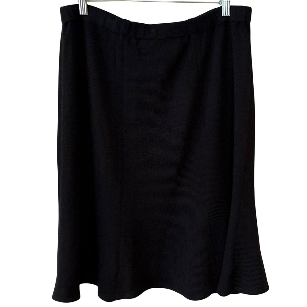 St. John Collection Black Knit Trumpet Quiet‎ Luxury Skirt in Size 14